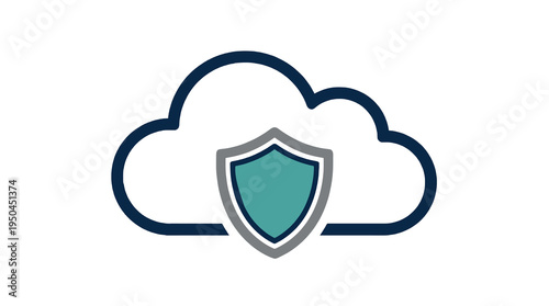 Secure cloud storage with data protection shield icon