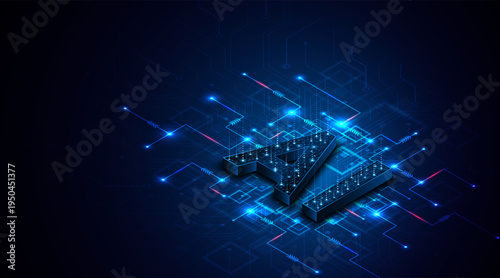 Digital technology of the future. AI icon or artificial intelligence symbol. Future advanced artificial intelligence technology circuit board concept
