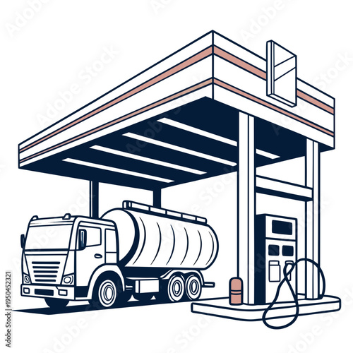 A large tanker truck parked at a gas station