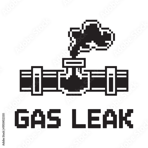 Pixelated illustration depicting a gas leak from a pipe system