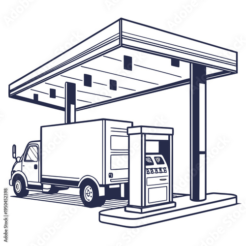 A truck refueling at a gas station pump