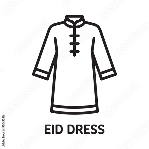 Simple line drawing of a traditional eid dress or kurta illustration
