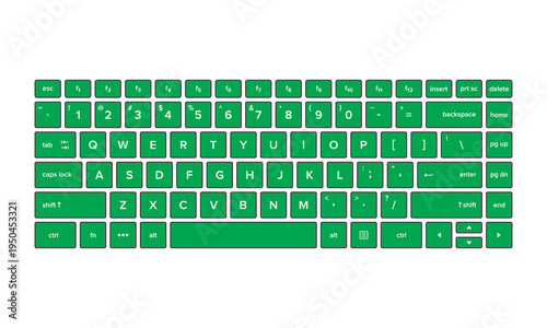 Green QWERTY Computer Keyboard Layout Illustration