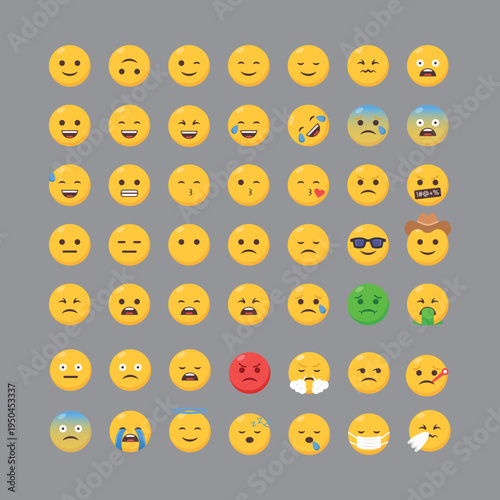 Collection of Emoji Faces Expressing Various Emotions