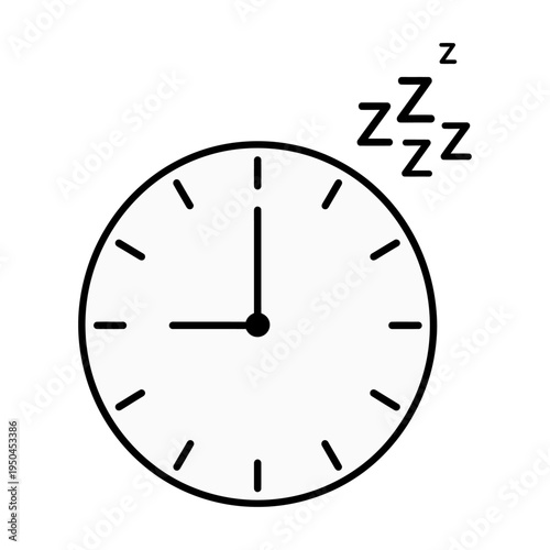 Vector of a simple clock face with sleeping z's floating above it