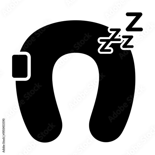 Vector icon of a travel neck pillow with zzz symbols representing sleep