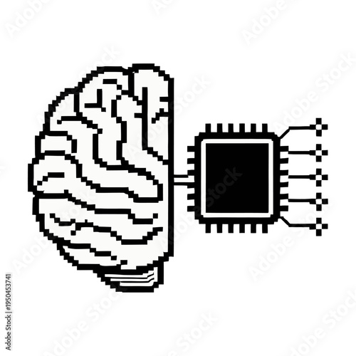 Wallpaper Mural Vector of a human brain connected to a microchip symbolizing artificial intelligence Torontodigital.ca