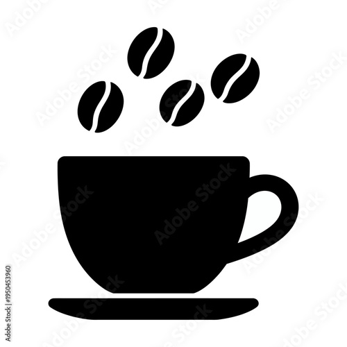 Wallpaper Mural Vector of hot coffee cup with floating beans above Torontodigital.ca