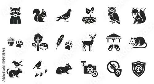  Vector Icons Set of Diverse Animal Icons Collection Focus On Main Subject.