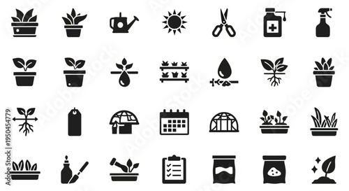  Vector Icons Set of Potted Plant Icon Collection Set Template.