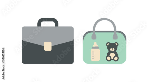 Business and baby bag flat icon on white background