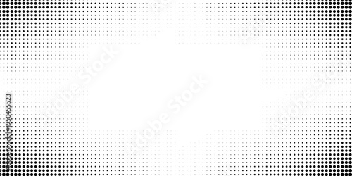 Grunge halftone gradient background. Faded grit noise texture. White and black sand wallpaper. Retro pixelated backdrop. Anime or manga style comic overlay.
