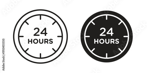 24 hours icon. Simple linear element illustration. Thin stroke sign can be used for web, mobile and UI.
