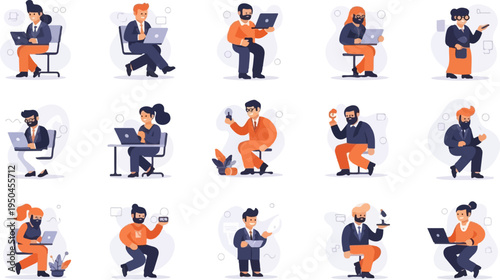 Diverse people working and interacting with technology in a modern setting