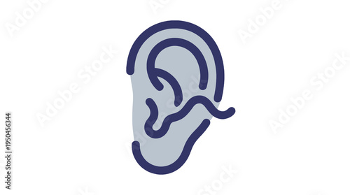 Minimalist ear icon listening sound waves illustration