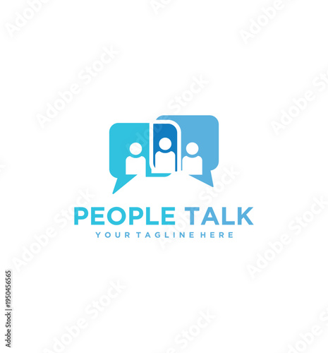 People Talk Logo Communication and Social Interaction Concept.