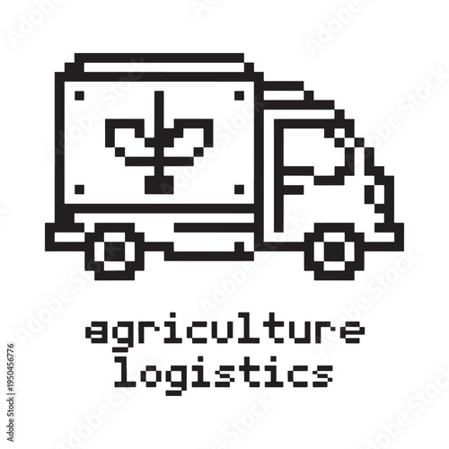 Pixel art depiction of a delivery truck with floral design