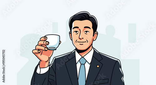 Confident Businessman Enjoying Coffee Break in Office Meeting Room