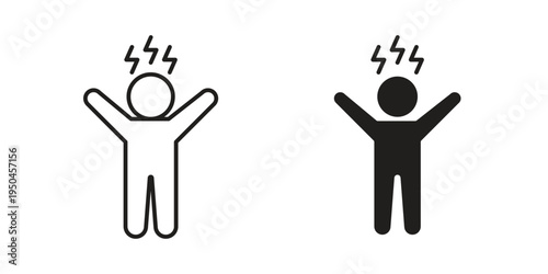 Angry human icon. Simple linear element illustration. Thin stroke sign can be used for web, mobile and UI.