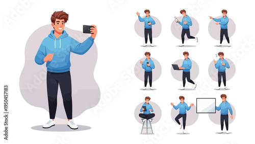 Diverse Actions: A Collection of illustrations showcasing the versatility of action and postures in various settings, reflecting modern activity and communication 