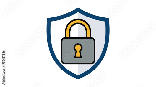 Shield padlock icon for security and data protection