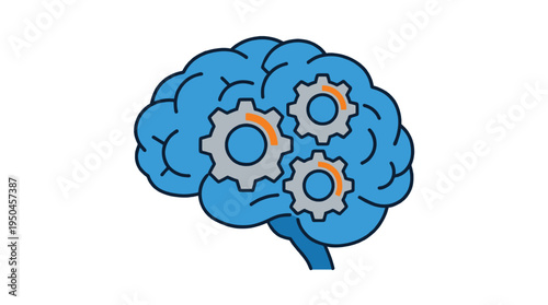 Brain with gears depicting mental processing and problem-solving