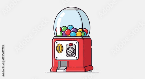 Vintage Gumball Machine Filled with Colorful Candies on White Background