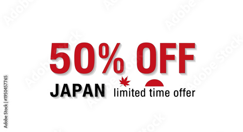 50% Off Japan Limited Time Offer Graphic for Travel and Sales Promotion