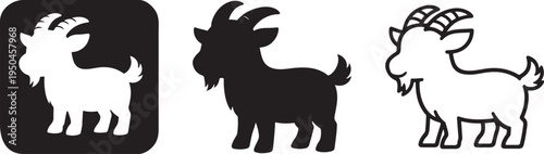 Cute cartoon goat farm animal character vector.