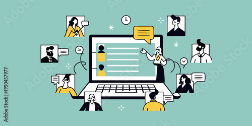 People connecting through a laptop in a virtual meeting environment