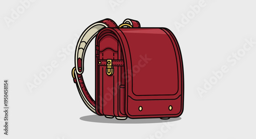 Red Japanese Randoseru School Backpack - Traditional Elementary Student Bag