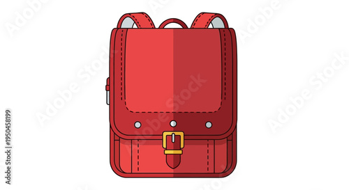 Red School Backpack, Vintage Satchel Bag, Children's Schoolbag, Back to School Concept