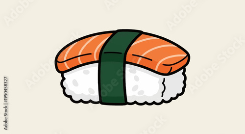 Simple Salmon Nigiri Sushi Illustration, Japanese Cuisine