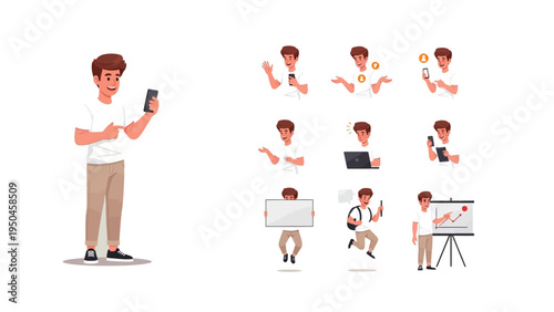 Digital Communication Mastery: A modern individual uses his mobile device and other digital tools to enhance multiple aspect of his life.