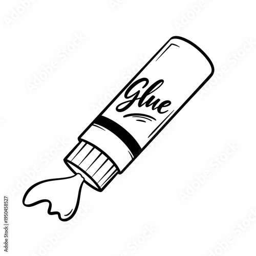 Glue stick with liquid adhesive oozing from the nozzle  