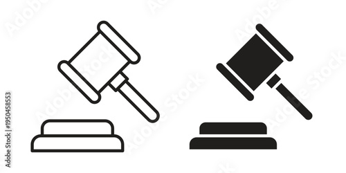 auction hammer icon. Simple linear element illustration. Thin stroke sign can be used for web, mobile and UI.