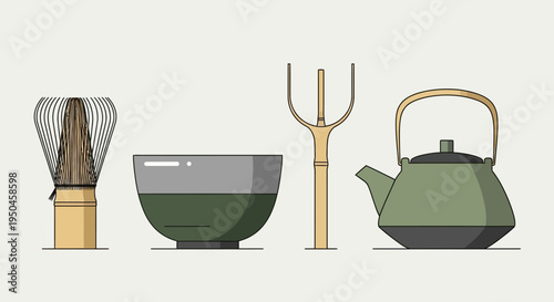 Japanese Matcha Tea Ceremony Set: Whisk, Bowl, Scoop, and Teapot