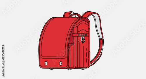 Red Randoseru Backpack for Japanese School Children, Isolated on White