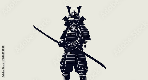 Silhouette of a Samurai Warrior with Katana Sword, Japanese Warrior, Bushido Spirit