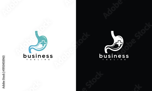 Stomach Medical Logo Design. Digestive Health Care Brand Symbol. Gastroenterology Clinic Icon.