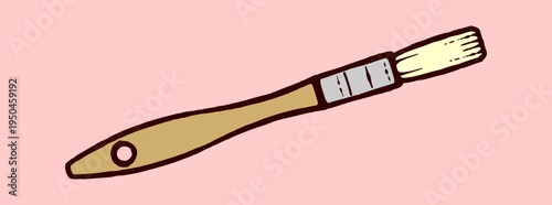 Small Flat Paint Brush with Wooden Handle for Detailed Furniture Painting and Home Craft.