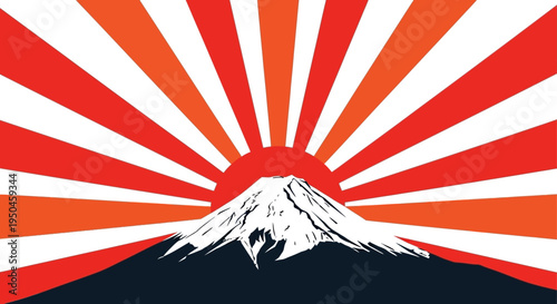 Majestic Mount Fuji Sunrise with Rising Sun Rays