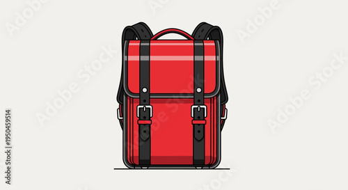 Red Leather Satchel Backpack, Vintage Style, School Bag, Minimalist Design