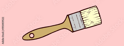 Professional Wide Flat Paint Brush Illustration with Wooden Handle for Home Renovation and DIY.