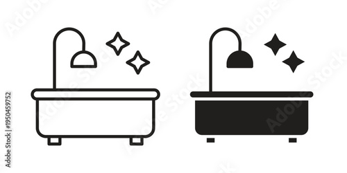 Bathtub cleaning icon. Simple linear element illustration. Thin stroke sign can be used for web, mobile and UI.