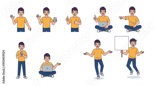 The Animated Expressions of a Man: A collection of various animated pose, capturing a spectrum of emotion and action.