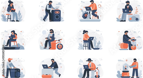 People working remotely in diverse settings