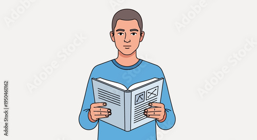 Man reading a book, education, knowledge, and learning concept