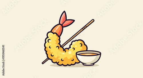 Crispy Shrimp Tempura with Dipping Sauce - Japanese Cuisine Icon