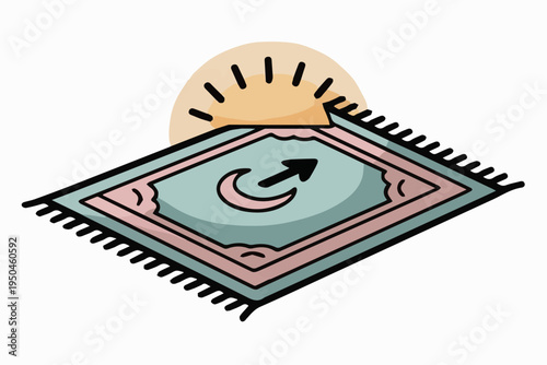 smart prayer mat glowing with AI qibla direction arrow